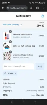 Cierra coupon verification screenshot