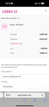 HAVEFUN15 coupon verification screenshot