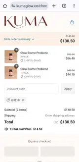 LHB10 coupon verification screenshot