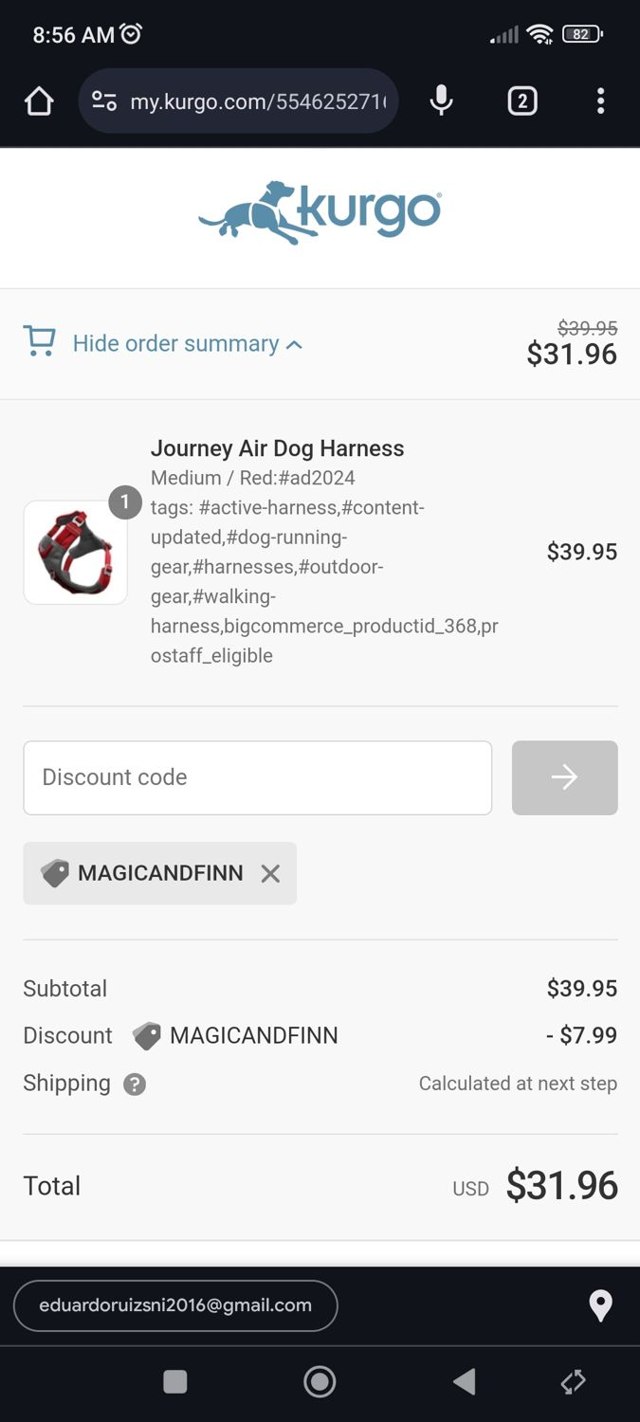 Kurgo checkout page showing Kurgo promo code box | Screenshot taken by SimplyCodes community member on Jul 16, 2024