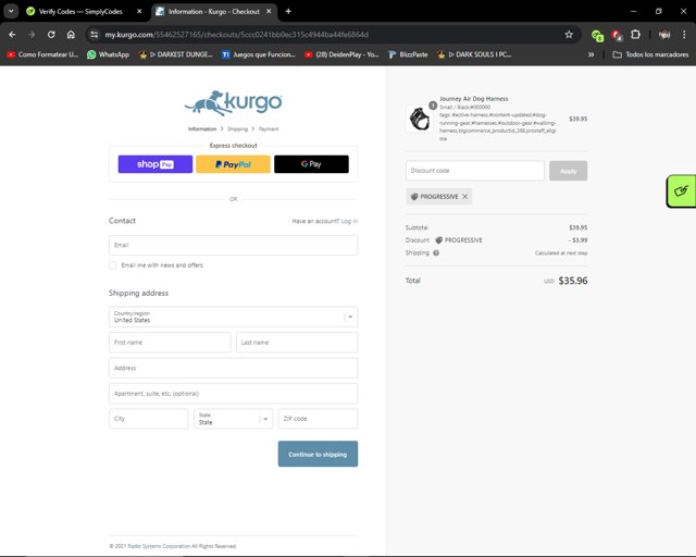 Kurgo checkout page showing Kurgo promo code box | Screenshot taken by SimplyCodes community member on Apr 30, 2024