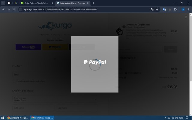 Kurgo checkout page showing Kurgo promo code box | Screenshot taken by SimplyCodes community member on May 10, 2024