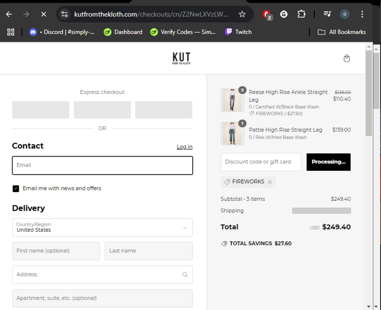 where to use Kut from the Kloth promo code box