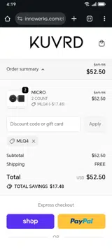 KUVRD coupon verification screenshot