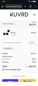 KUVRD coupon verification screenshot