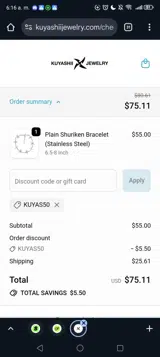 kuyas50 coupon verification screenshot