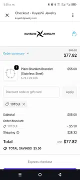 10TOJI coupon verification screenshot