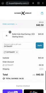 EXTRAOFF coupon verification screenshot