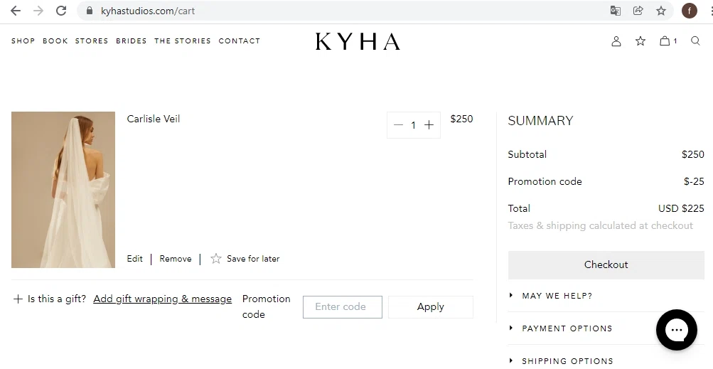 KYHA checkout page showing KYHA promo code box | Screenshot taken by SimplyCodes community member on Feb 1, 2022