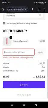 SKIN20 coupon verification screenshot