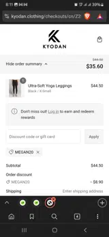 Megan20 coupon verification screenshot