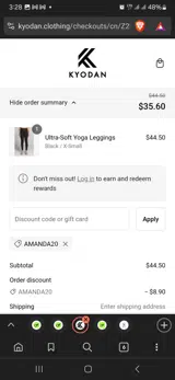Amanda20 coupon verification screenshot