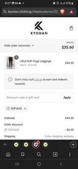 Kyodan Clothing coupon verification screenshot