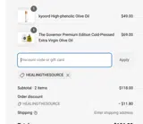 HEALINGTHESOURCE coupon verification screenshot