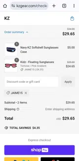 JAIME15 coupon verification screenshot