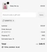 SKINFIT10 coupon verification screenshot