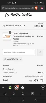 MODESENS10 coupon verification screenshot