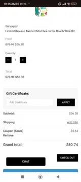 Santa coupon verification screenshot