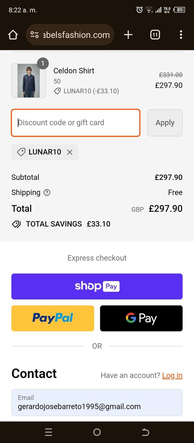 Labels Fashion checkout page showing Labels Fashion promo code box | Screenshot taken by SimplyCodes community member on Feb 9, 2024