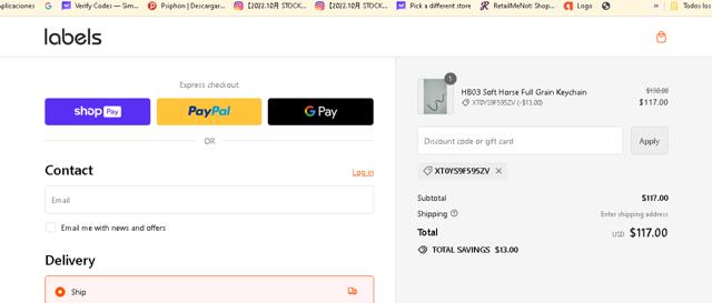 Labels Fashion checkout page showing Labels Fashion promo code box | Screenshot taken by SimplyCodes community member on Mar 5, 2024
