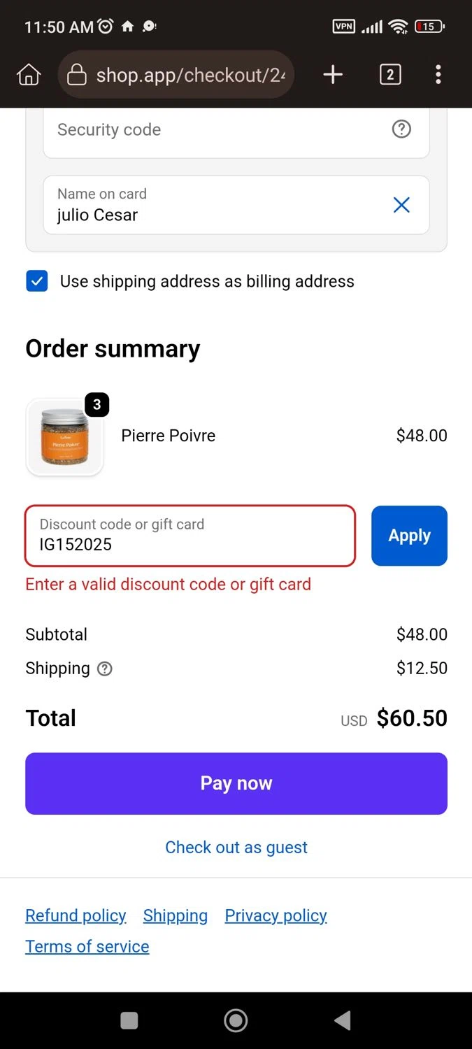 La Boîte promo code screenshot showing code IG152025 applied at La Boîte checkout page. Uploaded by SimplyCodes community member CrownLion2750 on Oct 27, 2025