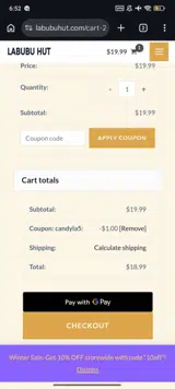 candyla5 coupon verification screenshot