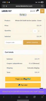 zadquielbravo coupon verification screenshot