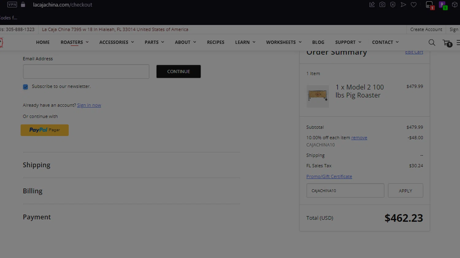 La Caja China checkout page showing La Caja China promo code box | Screenshot taken by SimplyCodes community member on Mar 21, 2024