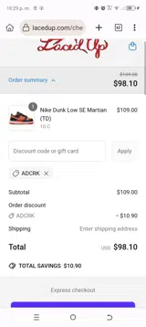 ADCRK coupon verification screenshot