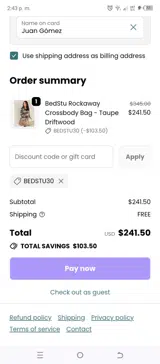 BEDSTU30 coupon verification screenshot