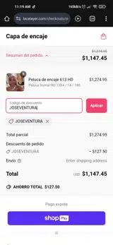 JOSEVENTURA coupon verification screenshot