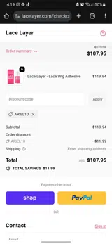 Ariel10 coupon verification screenshot