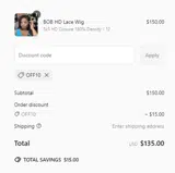 OFF10 coupon verification screenshot