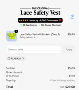 Lace Safety Vest coupon verification screenshot