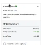 Los Angeles Chargers coupon verification screenshot