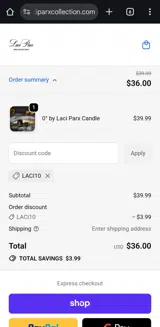 LACI10 coupon verification screenshot