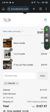 CRIKA98 coupon verification screenshot