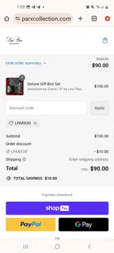 LPARX20 coupon verification screenshot