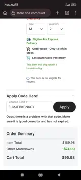 ELMJFBKBN6CY coupon verification screenshot