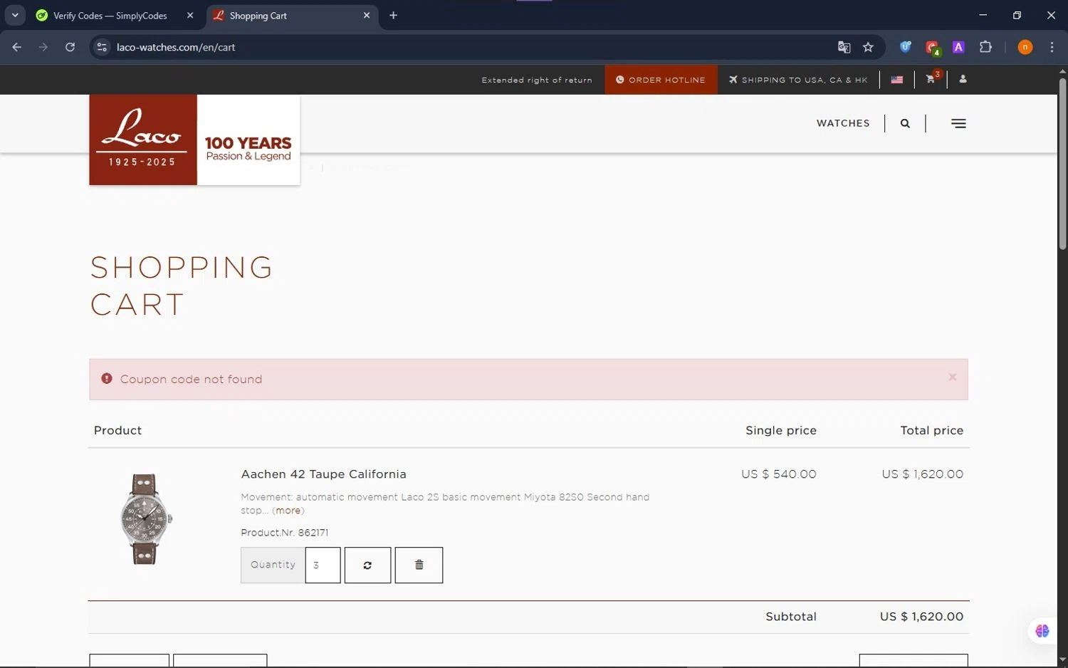 Laco discount code screenshot showing code FLYLACO applied at Laco checkout page. Uploaded by SimplyCodes community member NobleScholar188 on Dec 22, 2025