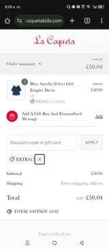 EXTRA15 coupon verification screenshot
