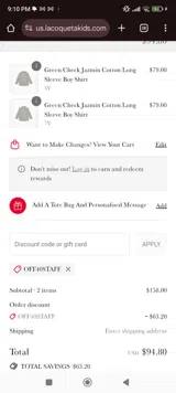 OFF40STAFF coupon verification screenshot