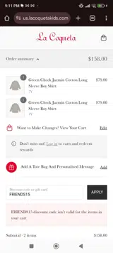 FRIENDS15 coupon verification screenshot