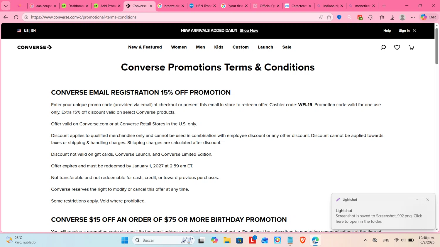 Lacoste promo code screenshot showing code APP15 applied at Lacoste checkout page. Uploaded by SimplyCodes community member cosita on Feb 7, 2026