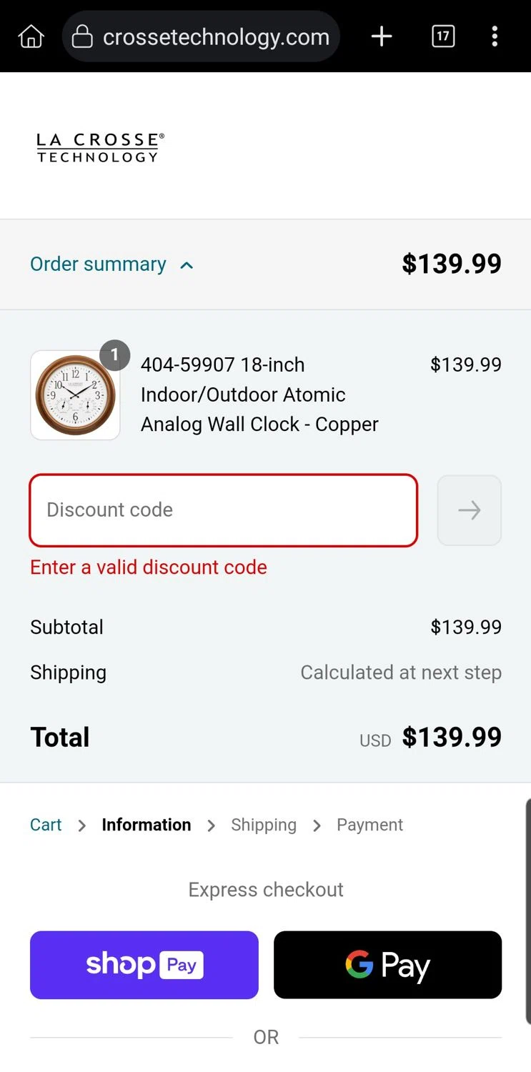 La Crosse Technology coupon code screenshot showing code MTR25 applied at La Crosse Technology checkout page. Uploaded by SimplyCodes community member Carloslvz on May 13, 2025