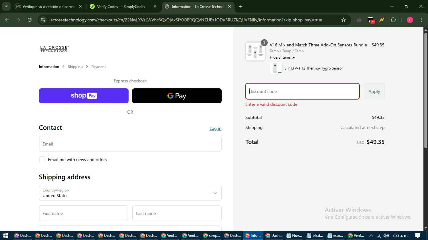 La Crosse Technology coupon code screenshot showing code MTR25 applied at La Crosse Technology checkout page. Uploaded by SimplyCodes community member WisePro3739 on May 13, 2025