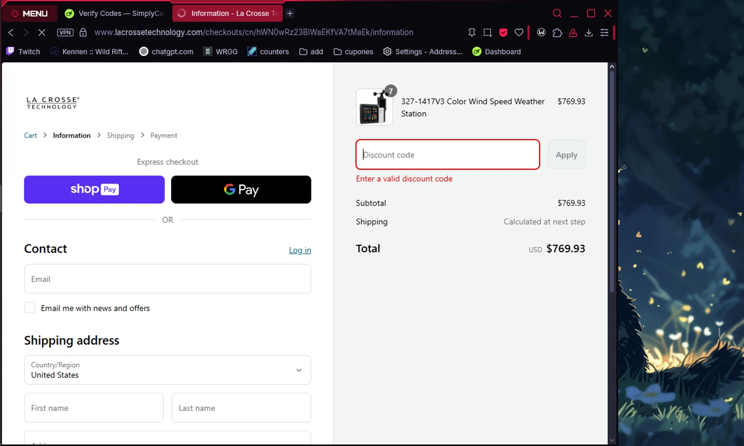 La Crosse Technology coupon code screenshot showing code BFC25 applied at La Crosse Technology checkout page. Uploaded by SimplyCodes community member Chukaflu on Jul 23, 2025