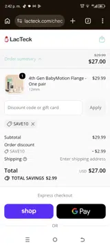 LacTeck coupon verification screenshot