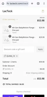 LacTeck coupon verification screenshot