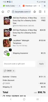 CW30 coupon verification screenshot